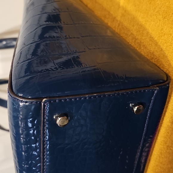 KATE SPADE PURSE ELISSA BRISTOL DRIVE CROC PETROL BLUE LEATHER SHOULDER BAG EUC - Picture 13 of 16